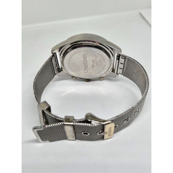 Bebe Ladies' Silver/Gold Toned Rhinestone Analog Watch. New battery. - Picture 7 of 7